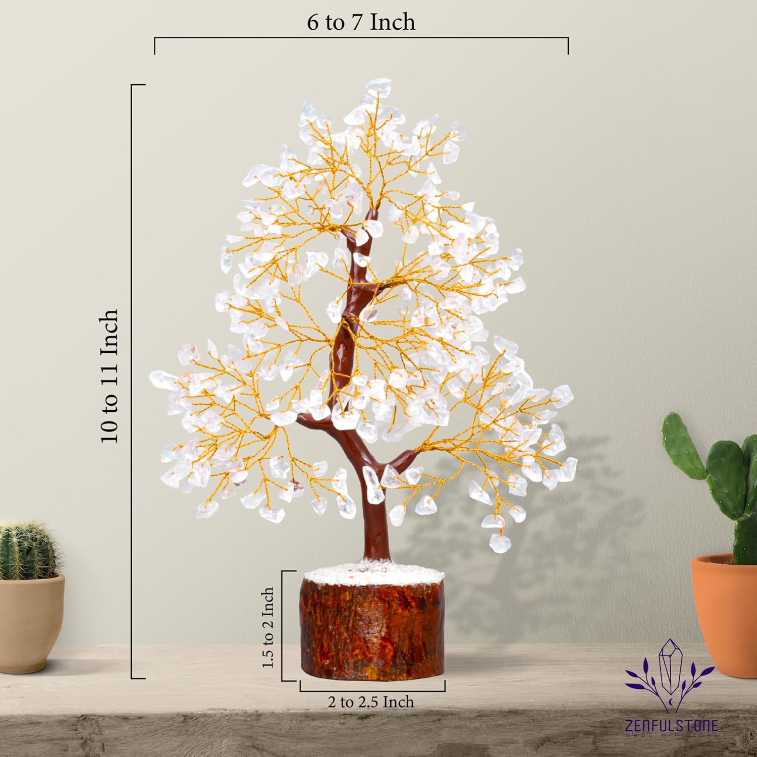 Clear Quartz Tree of Life for Home, Office, and Desk Décor | Handmade Bonsai for Clearity, Positive Energy & Focus | Perfect Concentration Gift for Mom