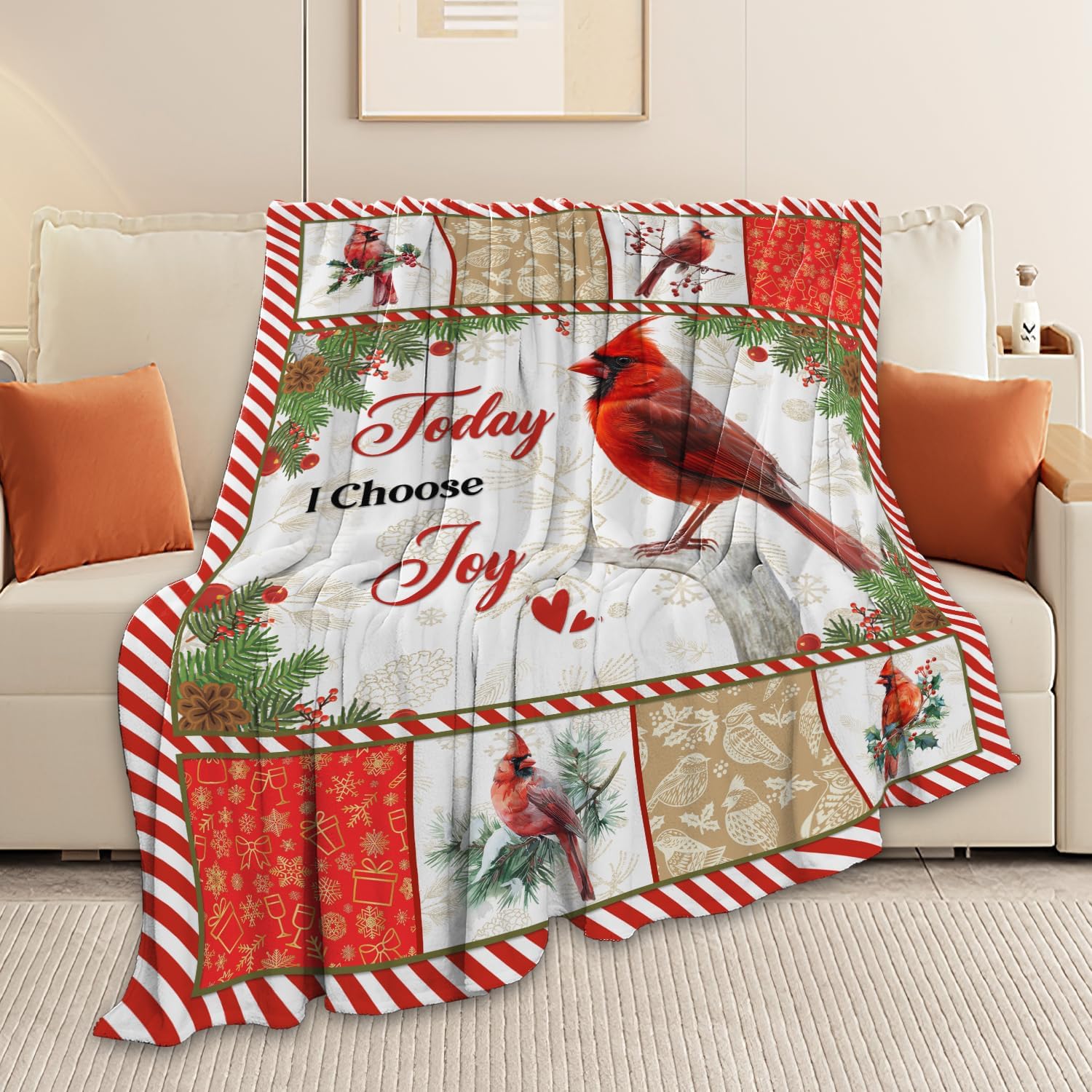 Cardinal Blanket Cardinal Throw Blanket Gifts for Bird Lover Kids Girls Boys Adults Women Men Super Soft Cozy Plush Fluffy Fuzzy Fleece Blanket Decor 60''X80''