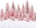 Skylety 35 Pieces Model Trees 1.2-6.3 Inch Mixed Miniature Trees Diorama Supplies Fake Plants Train Scenery Landscape Christmas Village Architecture DIY Crafts(Pink,Cedar)