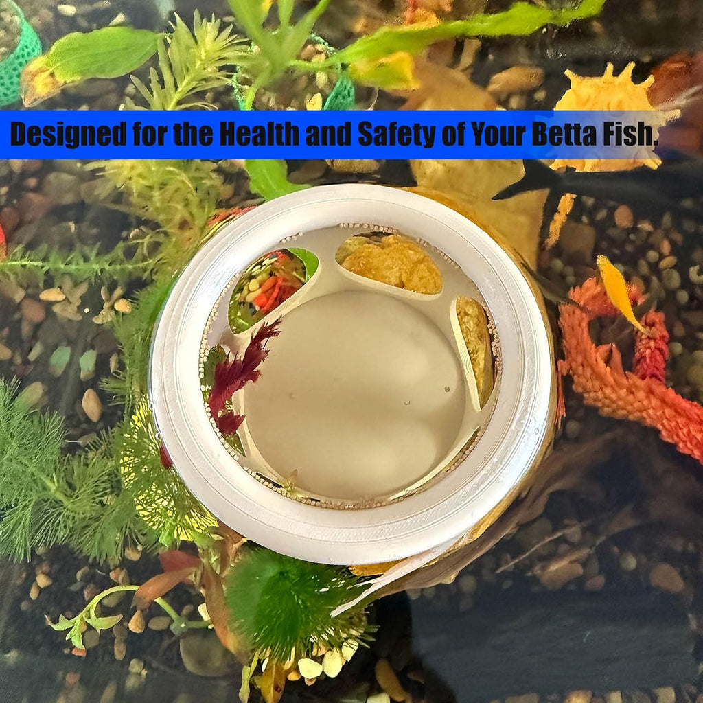 Floating Betta Fish Hideaway, Aquarium Suspended Resting Spot, Feeder for Small Fish and Shrimp, 3D Printed, Decorative Floating Cave Accessory for Aquariums. (Wood Color)