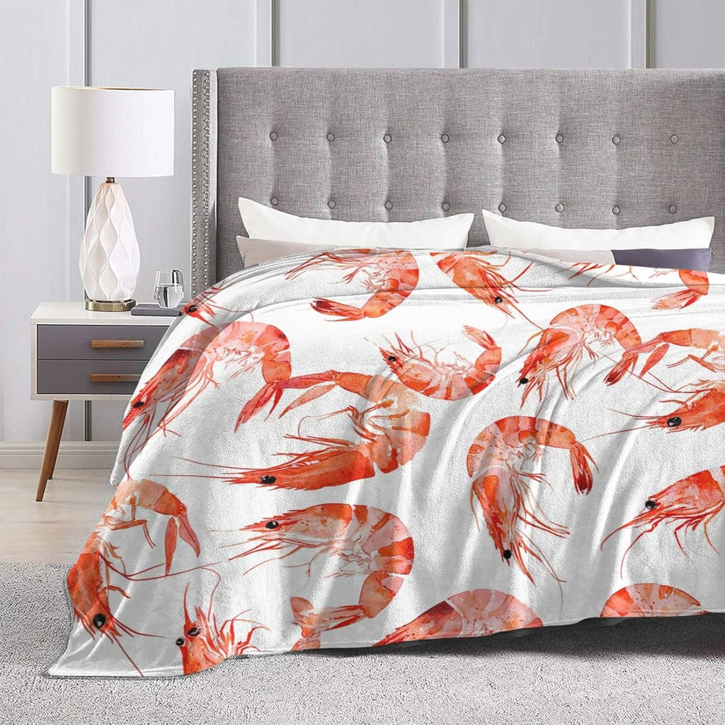 Shrimp Blanket Shrimp Throw Blanket Flannel Stuff Merch Cozy Decor Fleece Plush Fuzzy Warm Soft Lightweight Bedding Gifts for Girls Women Men Boy Couch Sofa 80"X60"