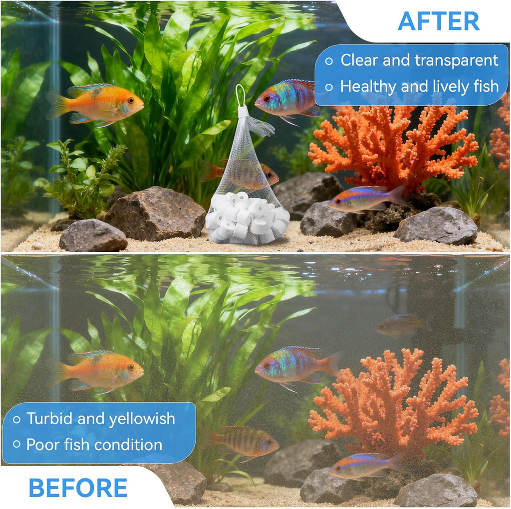 500g Biological Filter Ceramic Rings Compatible with Fluval Filter Series 106, 206, 306, 406, FX5, FX6, Biological Filter Media for Aquariums, Replacement for Fluval Biomax Biological Material Remover