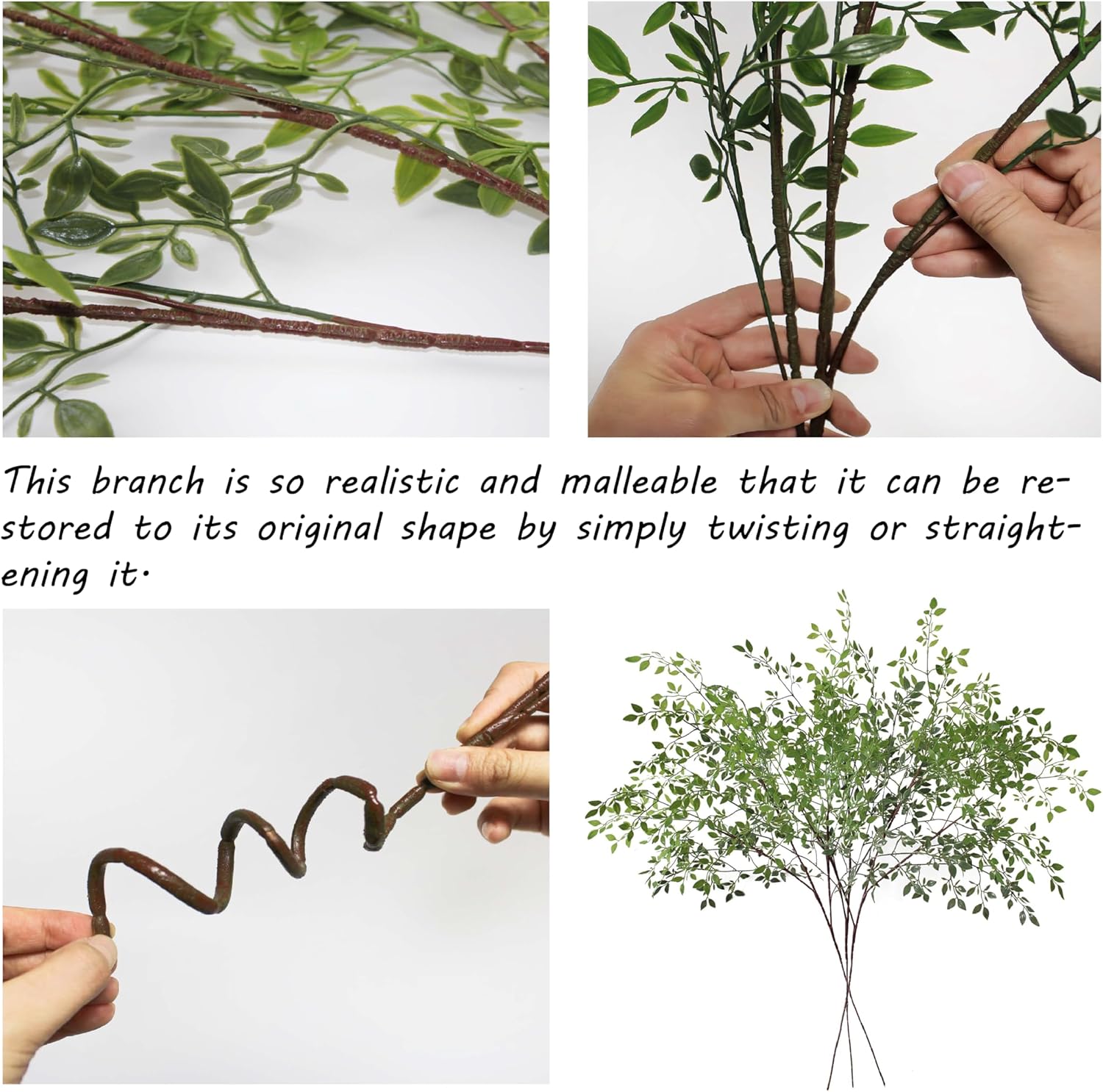3Pcs Artificial Greenery Stems, 43.3 Inch Nandina Faux Greenery Branches, Tall Faux Plant Stems for Vase, Artificial Plastic Plant Floral for Home Office Wedding, Garden Restaurant Decoration