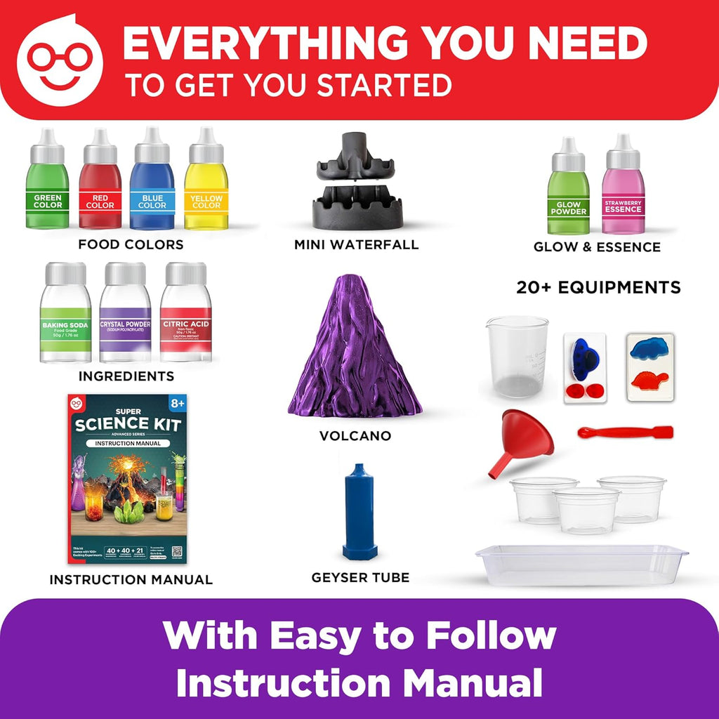 Doctor Jupiter Super Science Kit for Kids Ages 8-12 | Chemistry Set, STEM Toy with 100+ Experiments & Geyser Tube Ideas for Boys & Girls 8+ Years Old | Learning & Educational Projects