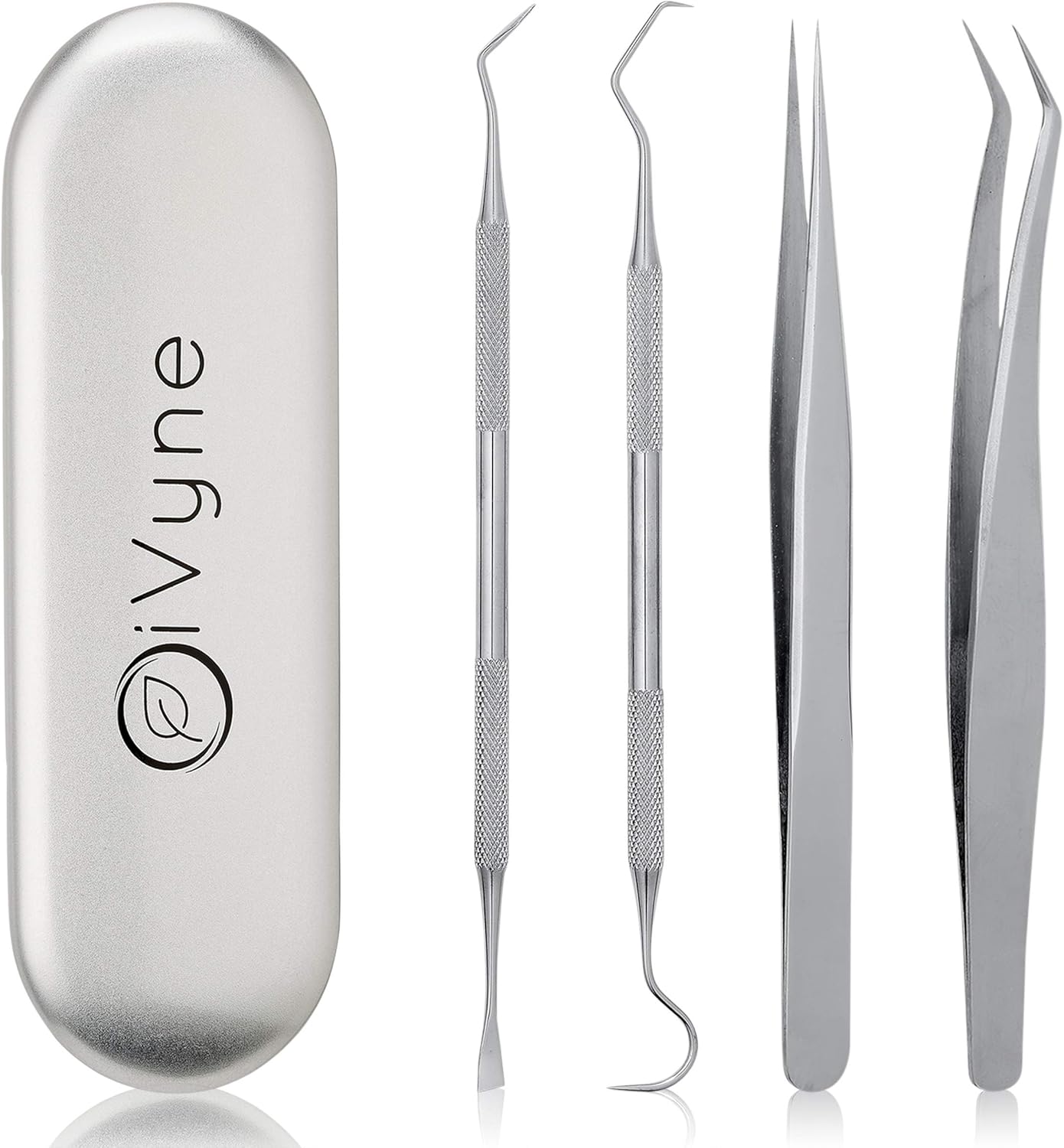 Premium Vinyl Weeding Tool Kit - Precision Stainless Steel Weeder - Hook and Pick with Fine Tweezers Crafting Set for Cricut Vinyl - by iVyne (Silver)