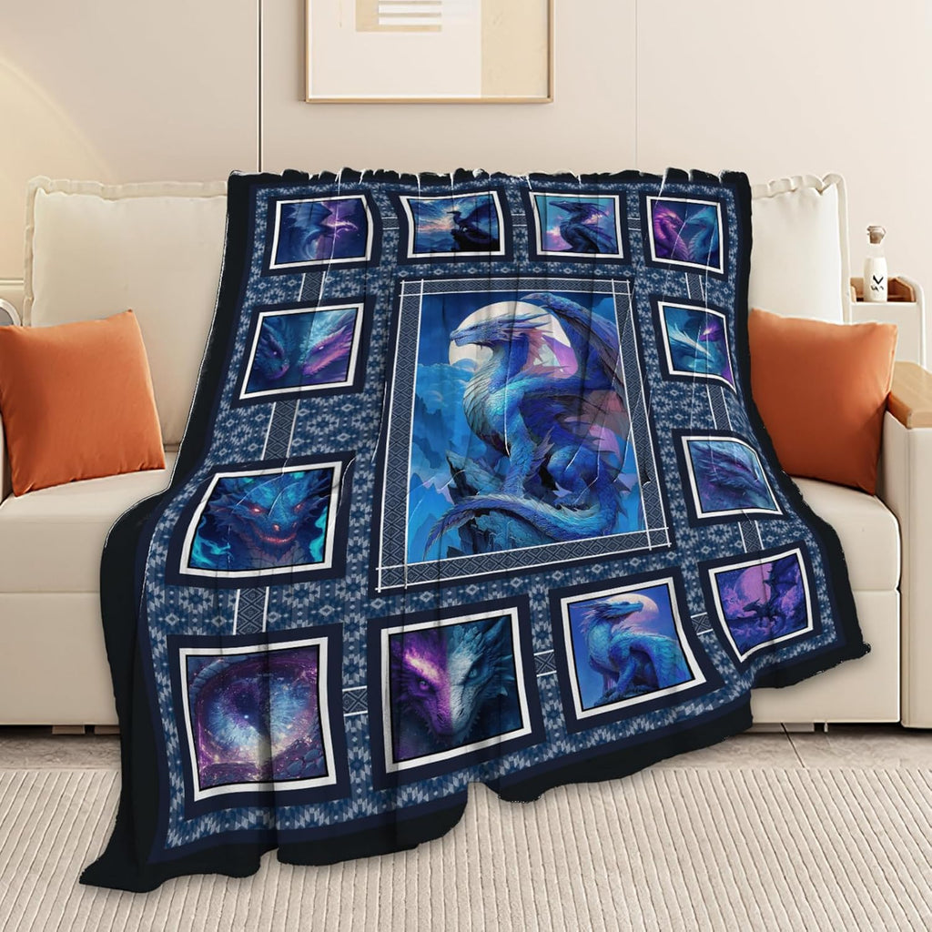 Dragon Throw Blanket Dragon Stuff Gifts for Kids Girls Boys Adults Women Men Soft Cozy Warm Plush Fluffy Fuzzy Fleece Blanket Decor 50''X60''