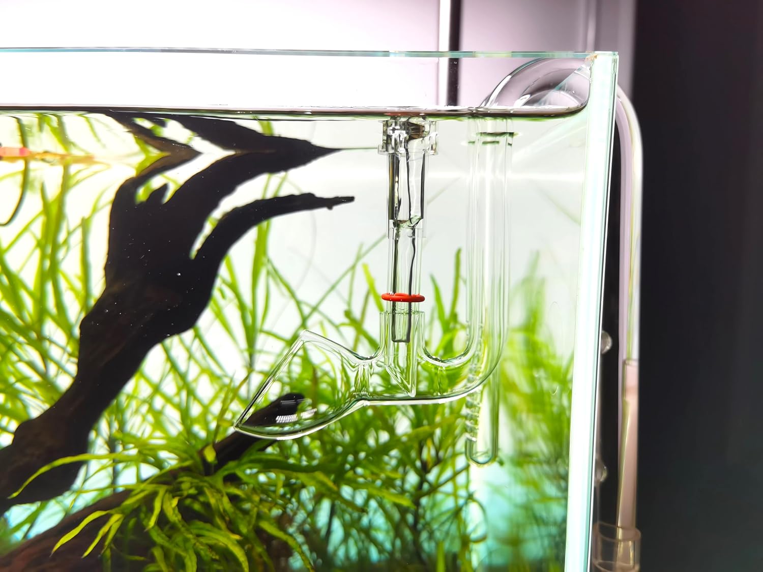 Glass Lily Pipe Outflow with Surface Skimmer for Planted Tank Aquarium (13mm for 12/16mm (1/2'' i.d.) tubing)