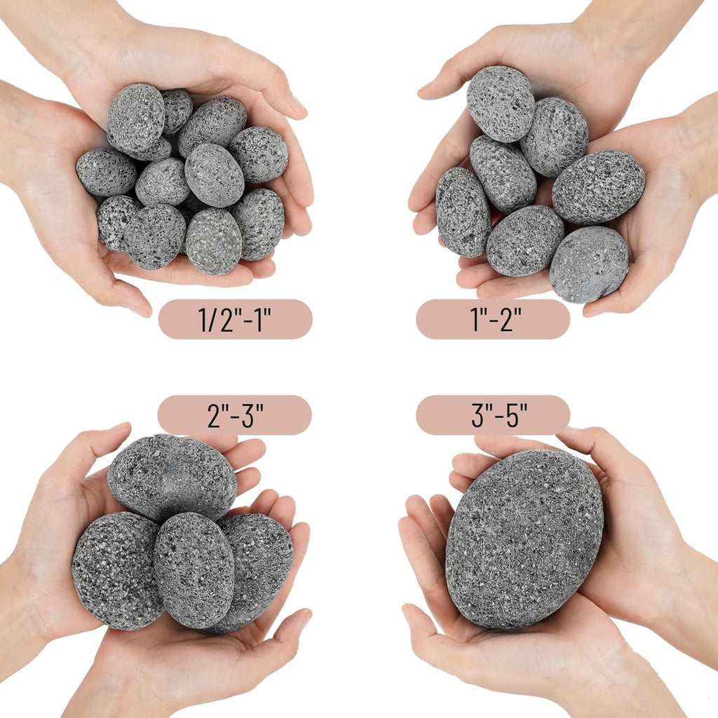 Skyflame 15 Pounds Lava Rock Pebbles, Natural Tumbled Lava Stones for Indoor Outdoor Fire Pit/Fireplaces/Garden Landscaping Decoration/Cultivation of Potted Plants, 1-2 Inch Size