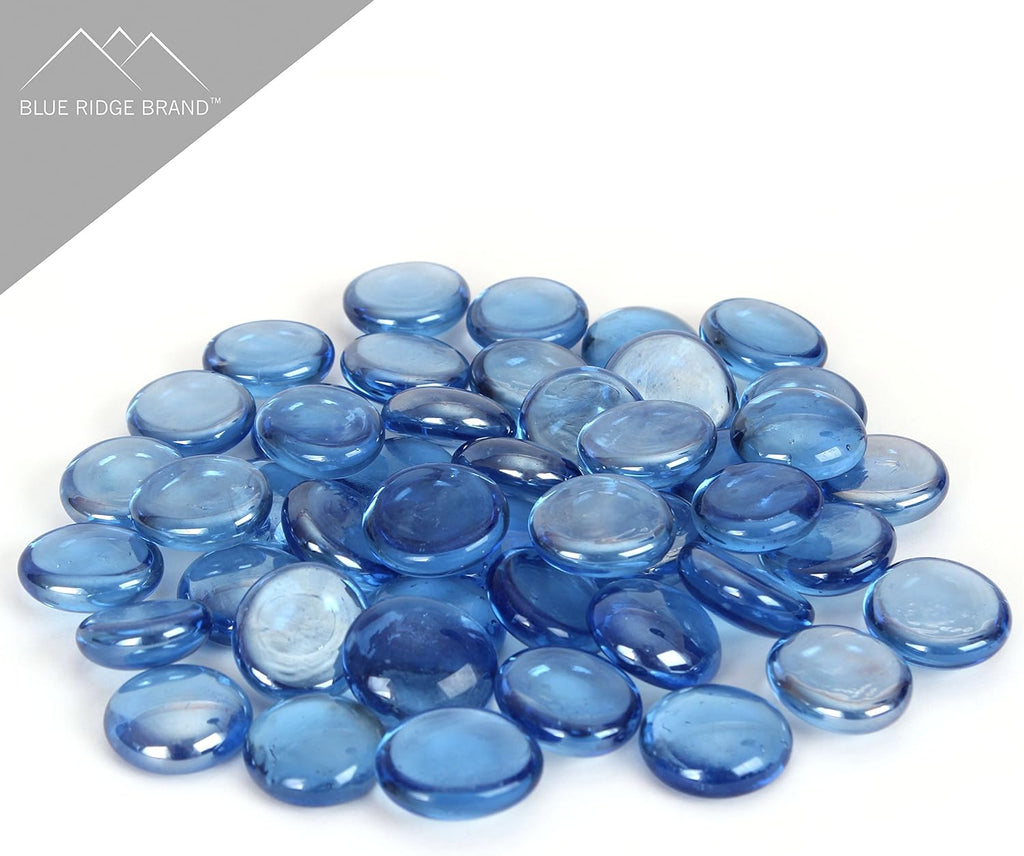 Reflective Fire Pit Glass Beads - Professional Grade Fire Glass for Fire Pit - 3/4" Firepit Glass Rock - Glass Stones - Gas & Propane Fireplace Glass (50 Pound, Light Blue)