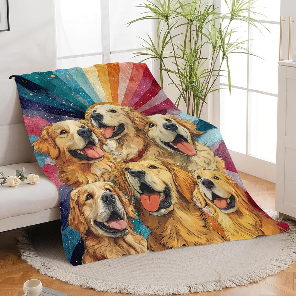 Golden Retriever Throw Blanket Golden Retriever Puppy Stuff Gifts for Dog Lover Kids Girls Boys Adults Women Men Soft Cozy Warm Plush Fluffy Fuzzy Fleece Blanket Decor 50''X60''