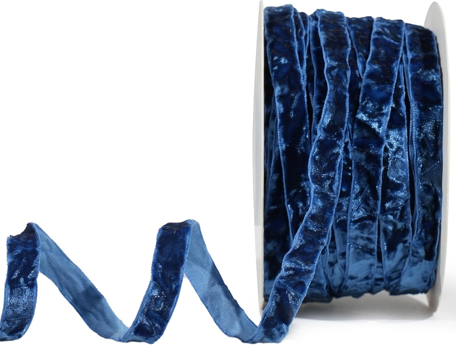 MAYREEL 3/8 Inch Blue Crushed Velvet Ribbon Navy Blue Vintage for Flower Bouquet Gift Wrapping Wedding Invitations Crafts Christmas Decorations Party 25 Yards