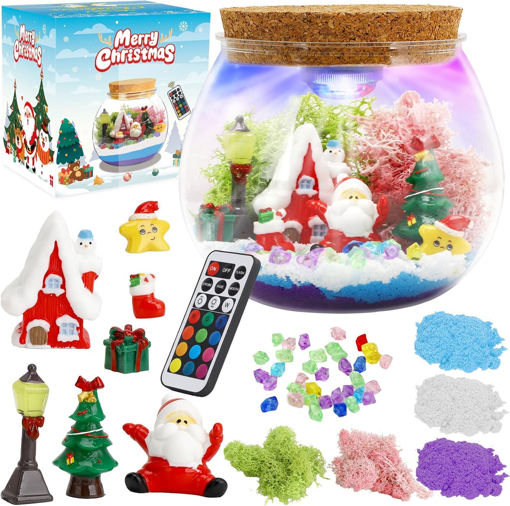 Christmas Light-Up Terrarium Kit for Kids - LED Night Light Birthday Gift for Girls Ages 4 5 6 7 8-12 Year Old - Christmas Toys DIY Arts and Crafts Kit for Kids - Best Presents for Girls