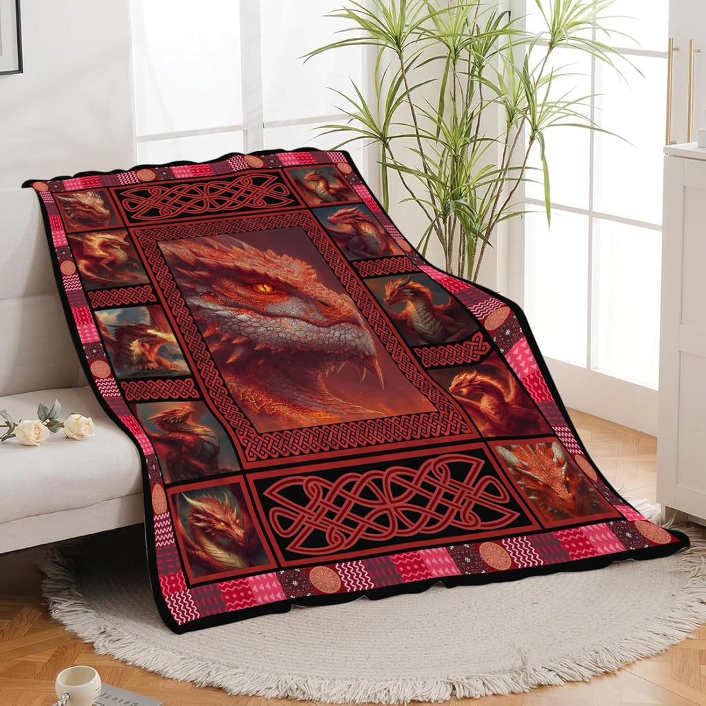 Dragon Throw Blanket Dragon Stuff Gifts for Kids Girls Boys Adults Women Men Soft Cozy Warm Plush Fluffy Fuzzy Fleece Blanket Decor 40''X50''