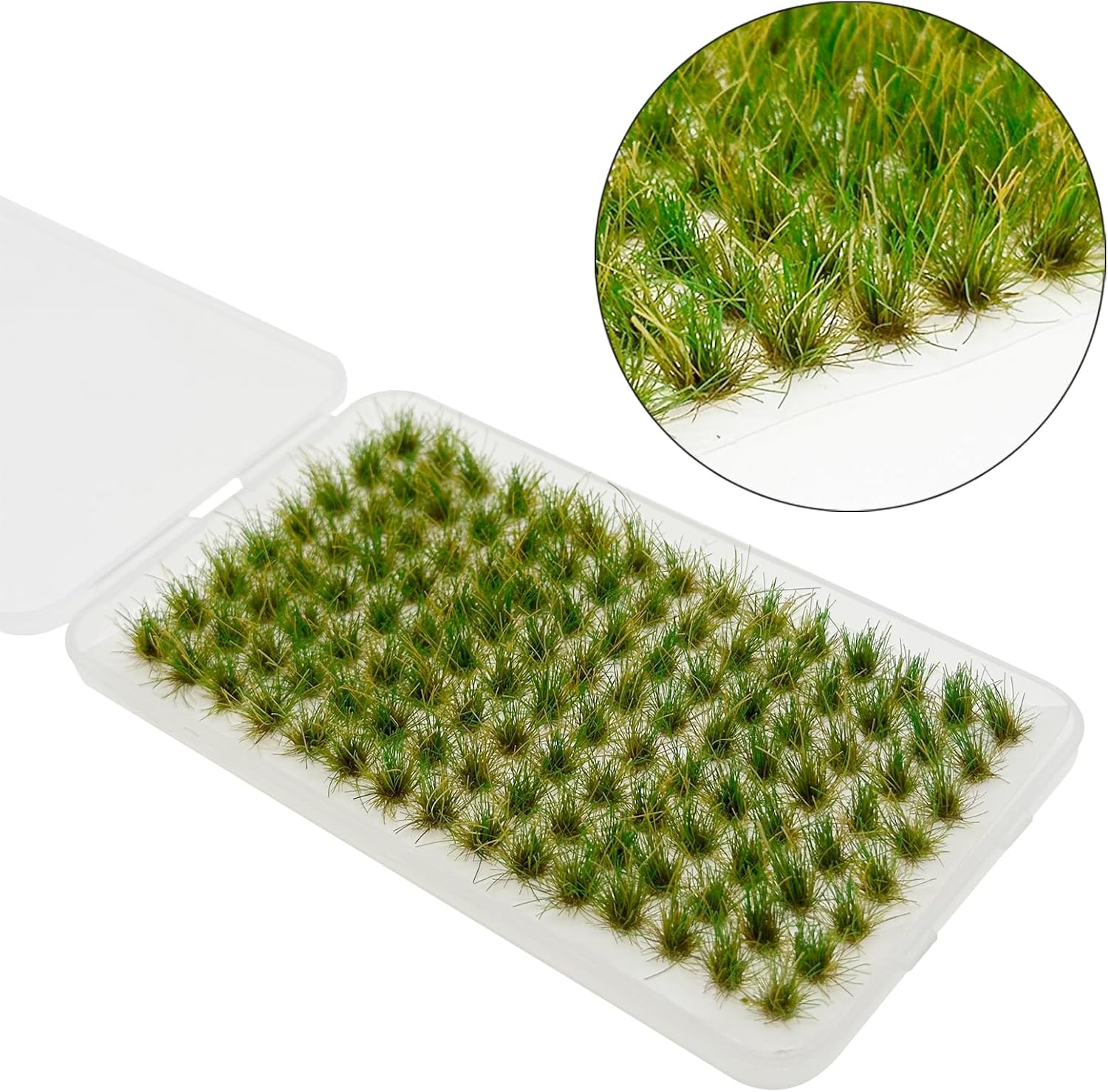 Woohome 120 PCS Bushy Tufts Static Grass Tuft Model Grass Tuft for DIY Miniature Train Landscape Terrain Railway Scenery Decorations, Green