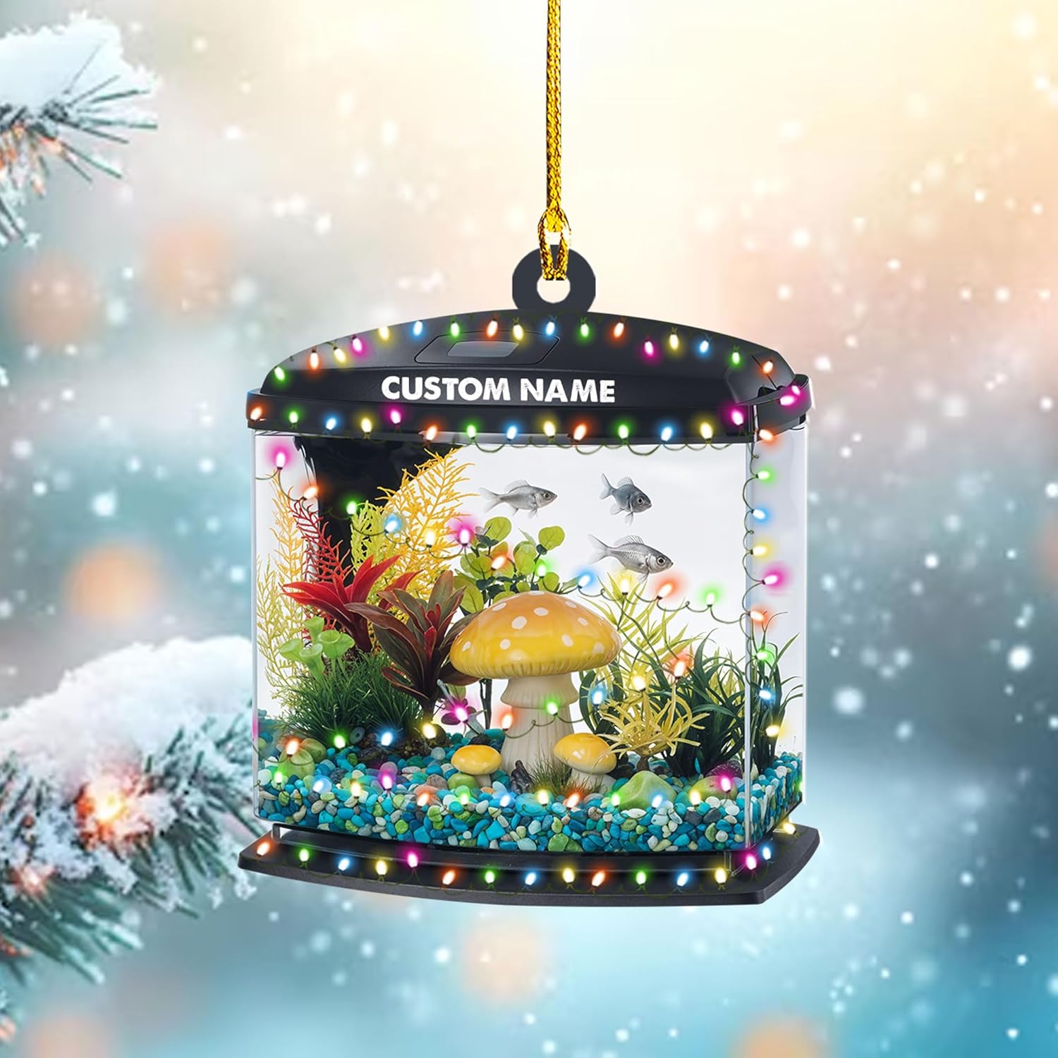 Personalized Aquarium Christmas Ornament, Fish Christmas Ornament, Gift for Fish Lover, Custom Aquarium Christmas Tree Keepsake, Kids First Gift Ideas, Pet Kids Ornament (AFT3)