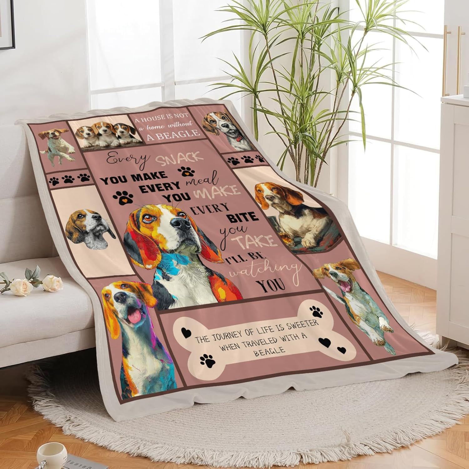 Beagle Throw Blanket Beagle Puppy Stuff Gifts for Dog Lover Kids Girls Boys Adults Women Men Soft Cozy Warm Plush Fluffy Fuzzy Fleece Blanket Decor 40''X50''