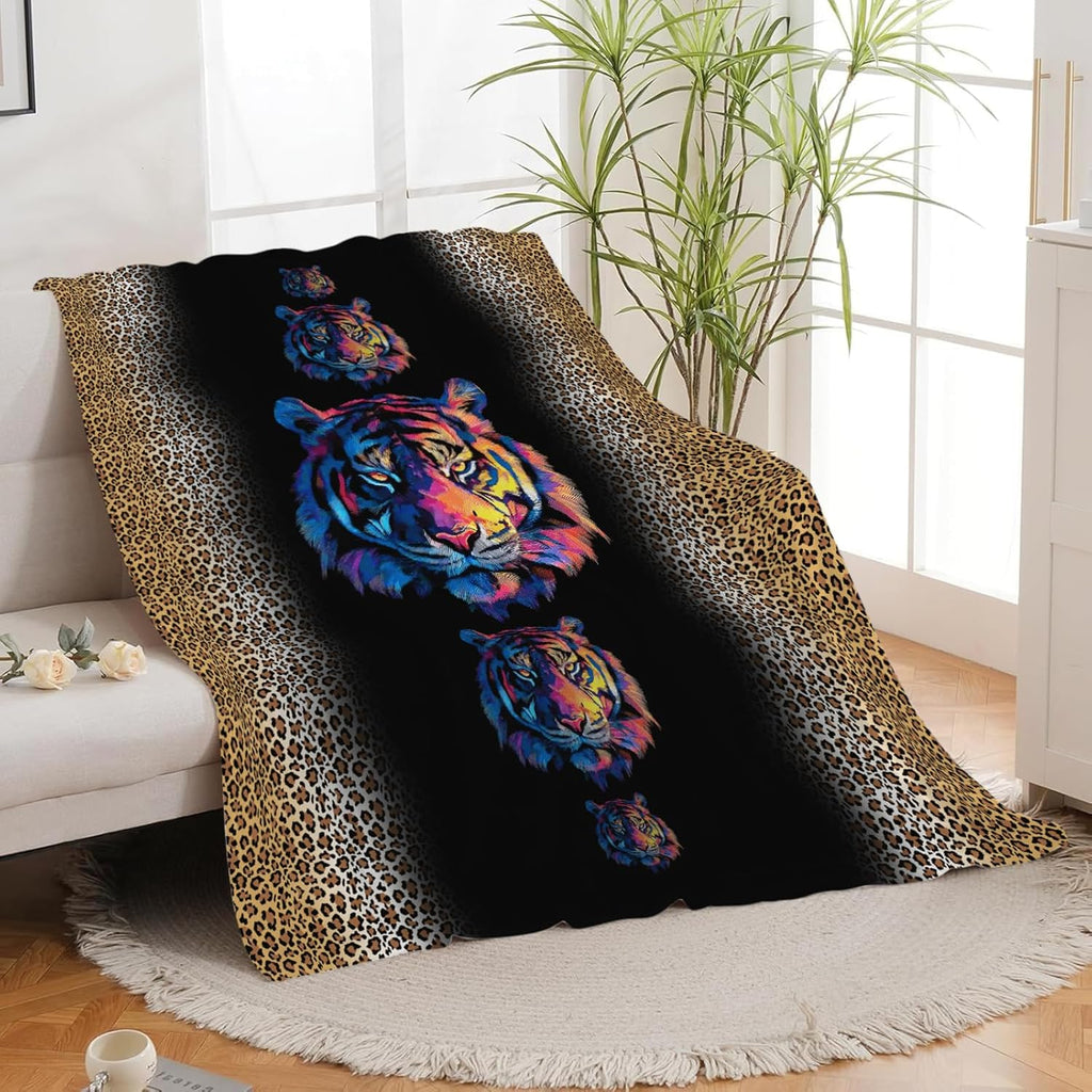Tiger Throw Blanket Tiger Stuff Gifts for Kids Girls Boys Adults Women Men Soft Cozy Warm Plush Fluffy Fuzzy Fleece Blanket Decor 60''X80''