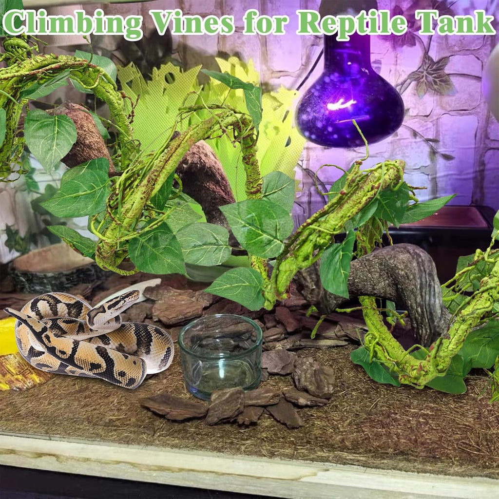 VCEPJH Medium Reptile Vines Thick Terrarium Plants 118 Inches Long Flexible Climbing Branch Lizard Tank Accessories Greenery Habitat Decor for Bearded Dragon Chameleon Gecko Frog Snake (M)