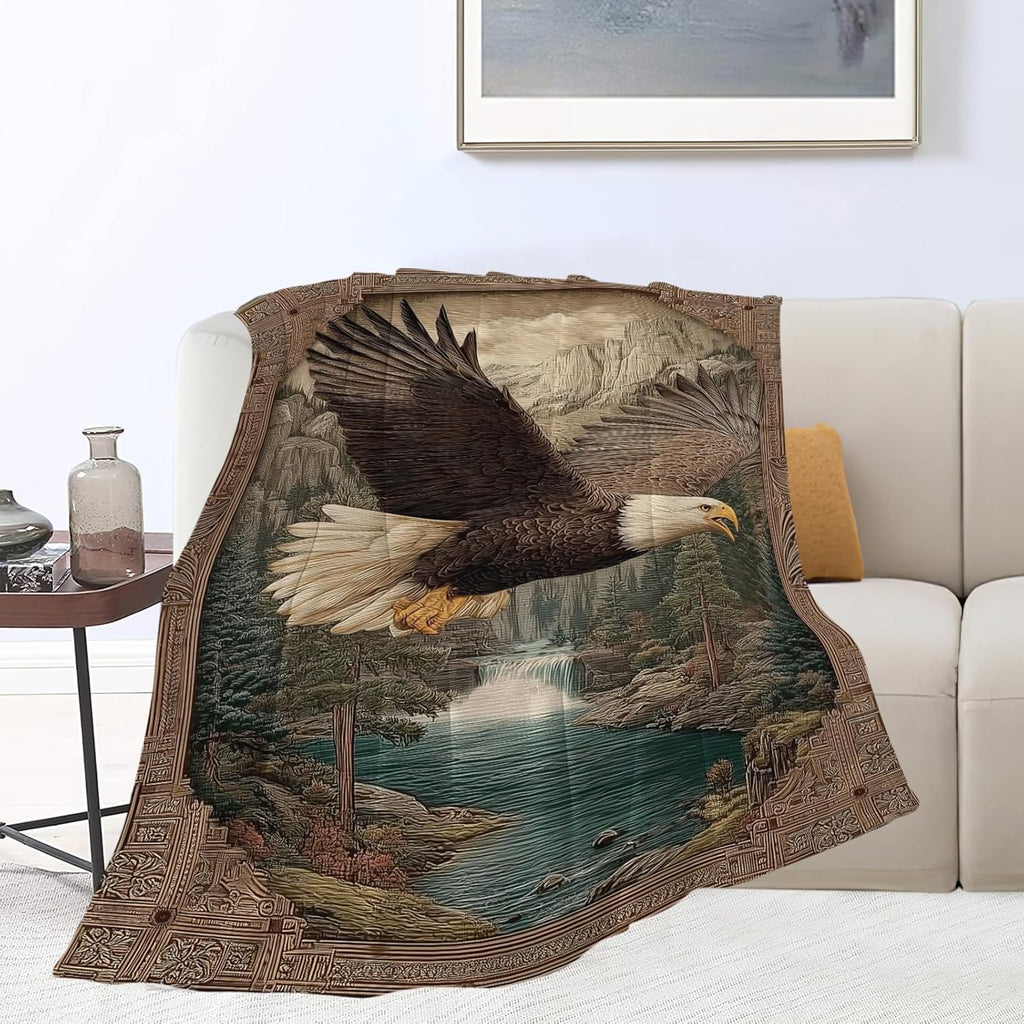 Bald Eagle Throw Blanket Eagle Stuff Gifts for Kids Girls Boys Adults Women Men Soft Cozy Warm Plush Fluffy Fuzzy Fleece Blanket Decor 50''X60''