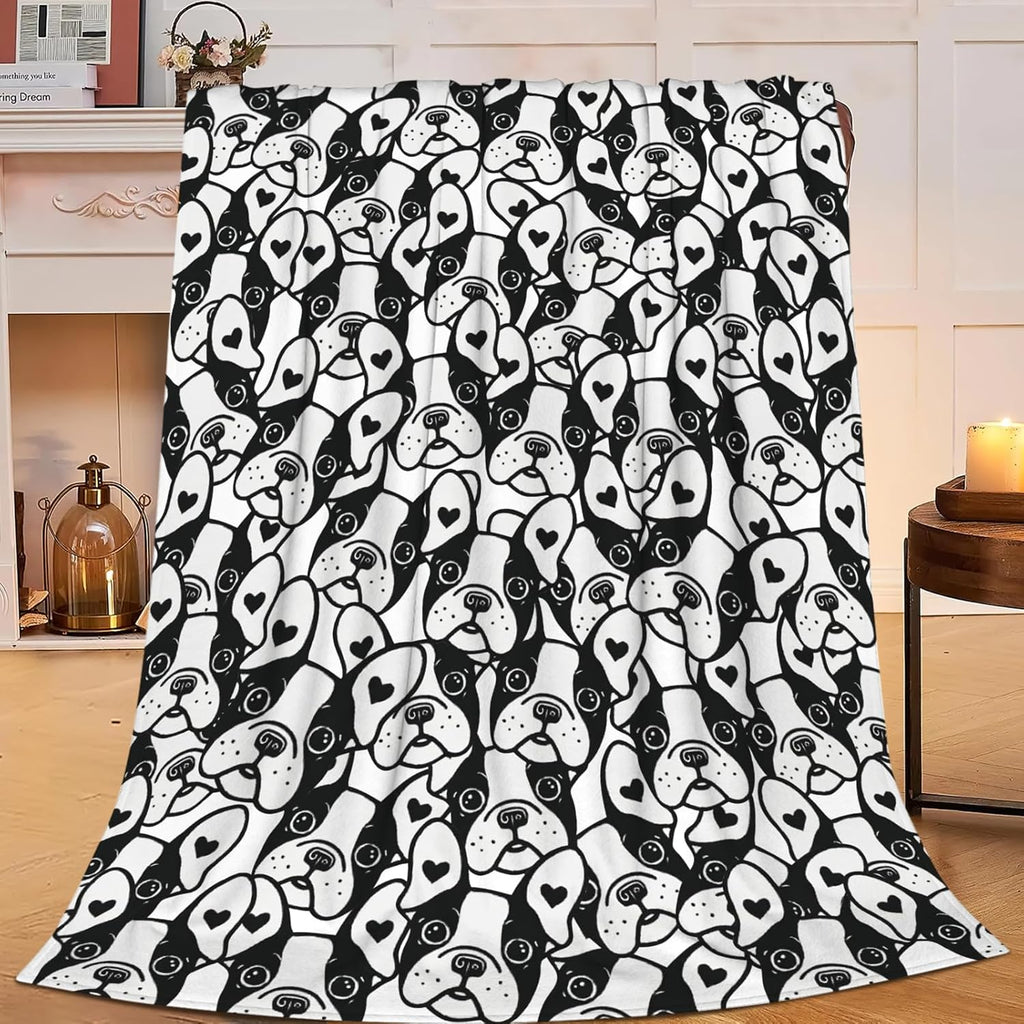 Boston Terrier Throw Blanket French Bulldog Frenchie Puppy Stuff Gifts for Dog Lover Kids Girls Boys Adults Women Men Soft Cozy Warm Plush Fluffy Fuzzy Fleece Blanket Decor 40''X50''