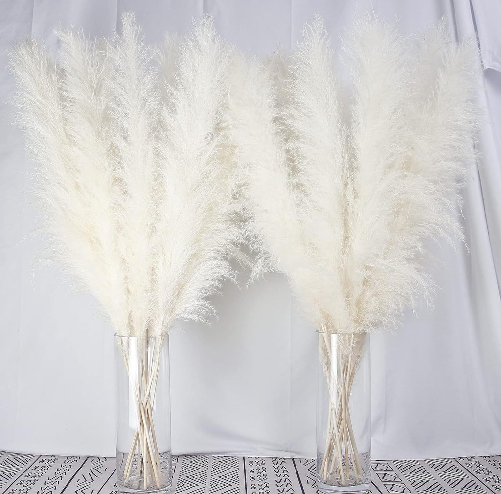 10 Stems 40-inch White Pampas Grass Decor Tall, Large Pampas Grass, Boho Neutral Home Decor Bouquet. Fluffy Pampas Grass for Floor Vases, Wedding Floral Arrangements, Wall Decor, Farmhouse Table Decor