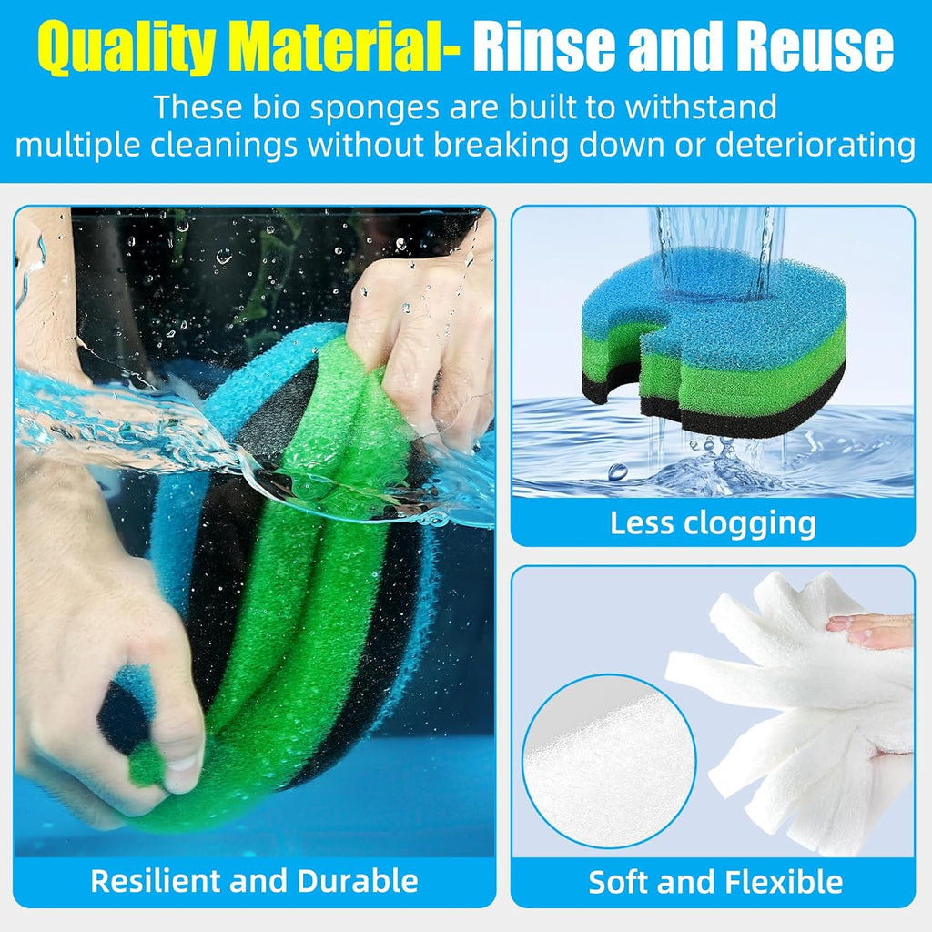 AQUANEAT 16 pcs Replacement Canister Filter Pads Compatible with SUNSUN HW-303B/703B CF-400 Aquarium Filter Media Generic Sponges Floss