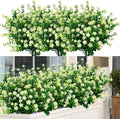 12 Bundles Outdoor Artificial Flowers UV Resistant Fake Boxwood Plants, Faux Greenery for Indoor Outside Hanging Plants Garden Porch Window Box Home Wedding Farmhouse Décor (Milk Green)