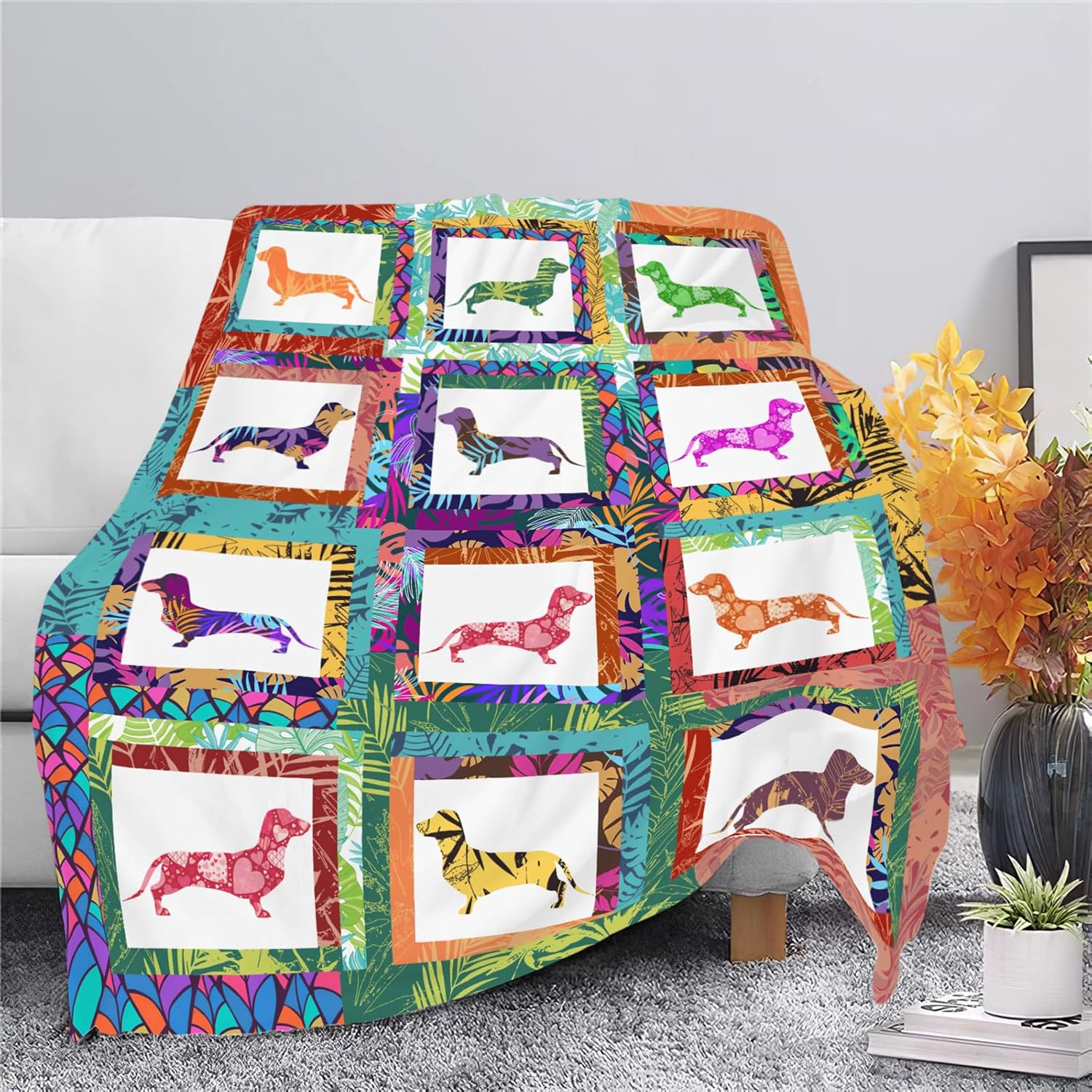 Dachshund Throw Blanket Dachshund Puppy Stuff Weiner Dog Gifts for Women Adults Men Dog Lover Kids Girls Boys Soft Cozy Warm Plush Fluffy Fuzzy Fleece Blanket Decor 60''X80''