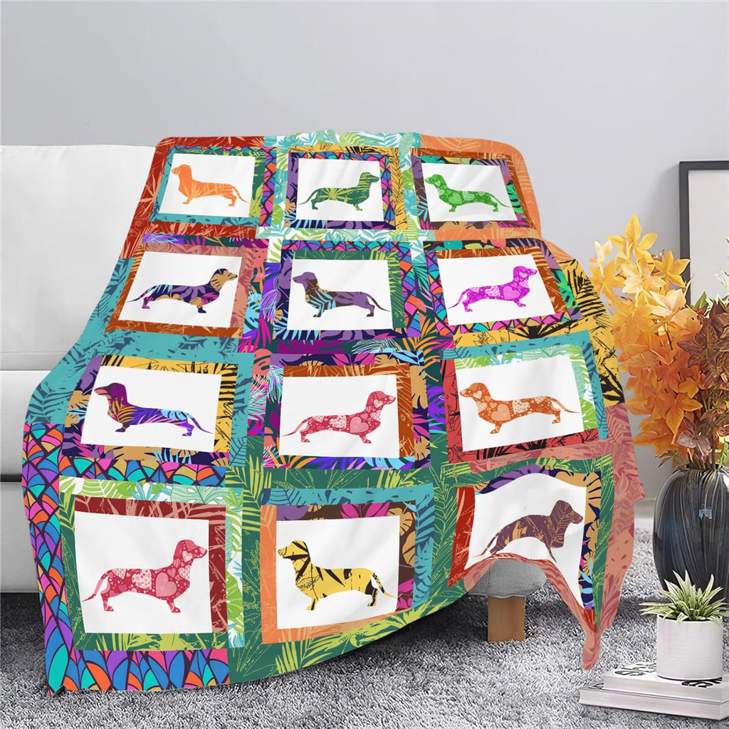 Dachshund Throw Blanket Dachshund Puppy Stuff Weiner Dog Gifts for Women Adults Men Dog Lover Kids Girls Boys Soft Cozy Warm Plush Fluffy Fuzzy Fleece Blanket Decor 50''X60''