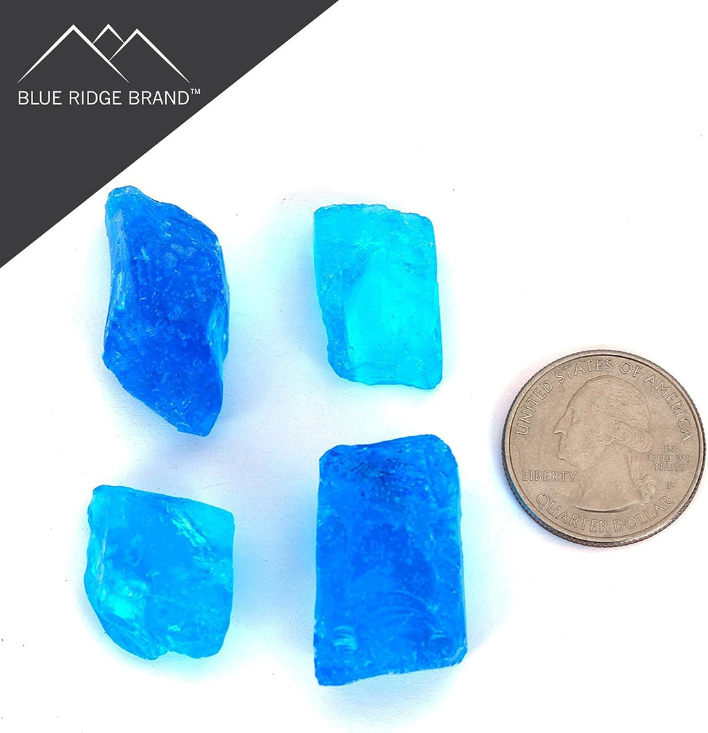 Fire Pit Glass - Fire Glass for Fire Pit - Firepit Glass Rock - Glass Stones - Fire Pit Glass Rocks - Gas & Propane Fire Pit & Fireplace Glass (20 Pound, Light Blue)