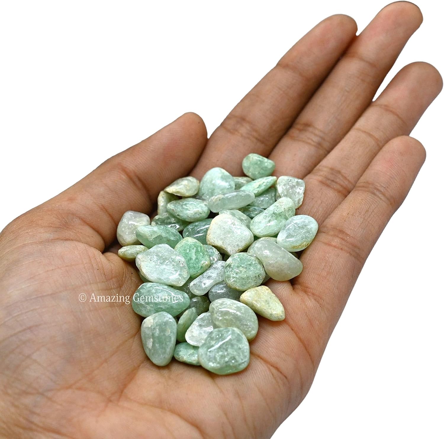 Amazing Gemstone Light Green Aventurine Crystal Chips Aquarium Gravel Rocks - Green Aventurine Chips Bulk Fish Tank Gravel, Small Tumbled Stone Chips and Tiny Crystals for Decoration
