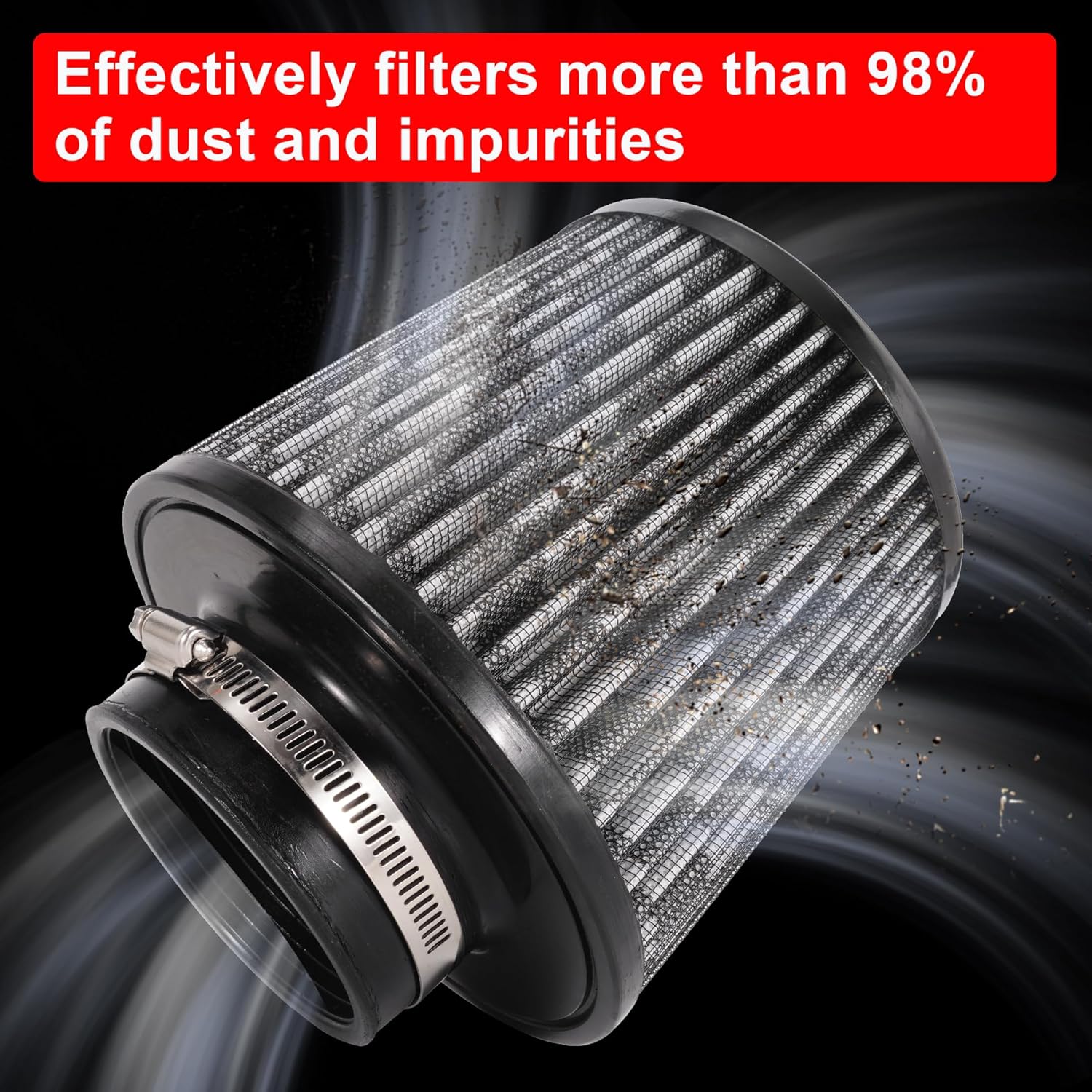 Cold Air Intake Filter High Performance Washable Filter Clamp-On Replacement Air Filter Flange Diameter 3inch/76mm Carbon Fibre Pattern