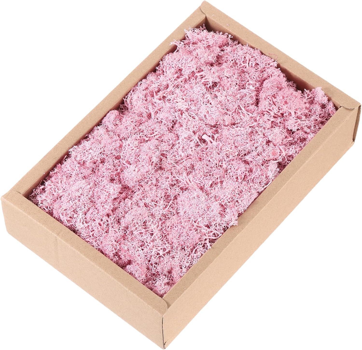 MECCANIXITY 7.8oz Preserved Reindeer Moss, Pink Decorative Artificial Fake Moss for Potted Plants Indoor Crafts Lichen Centerpieces Decor