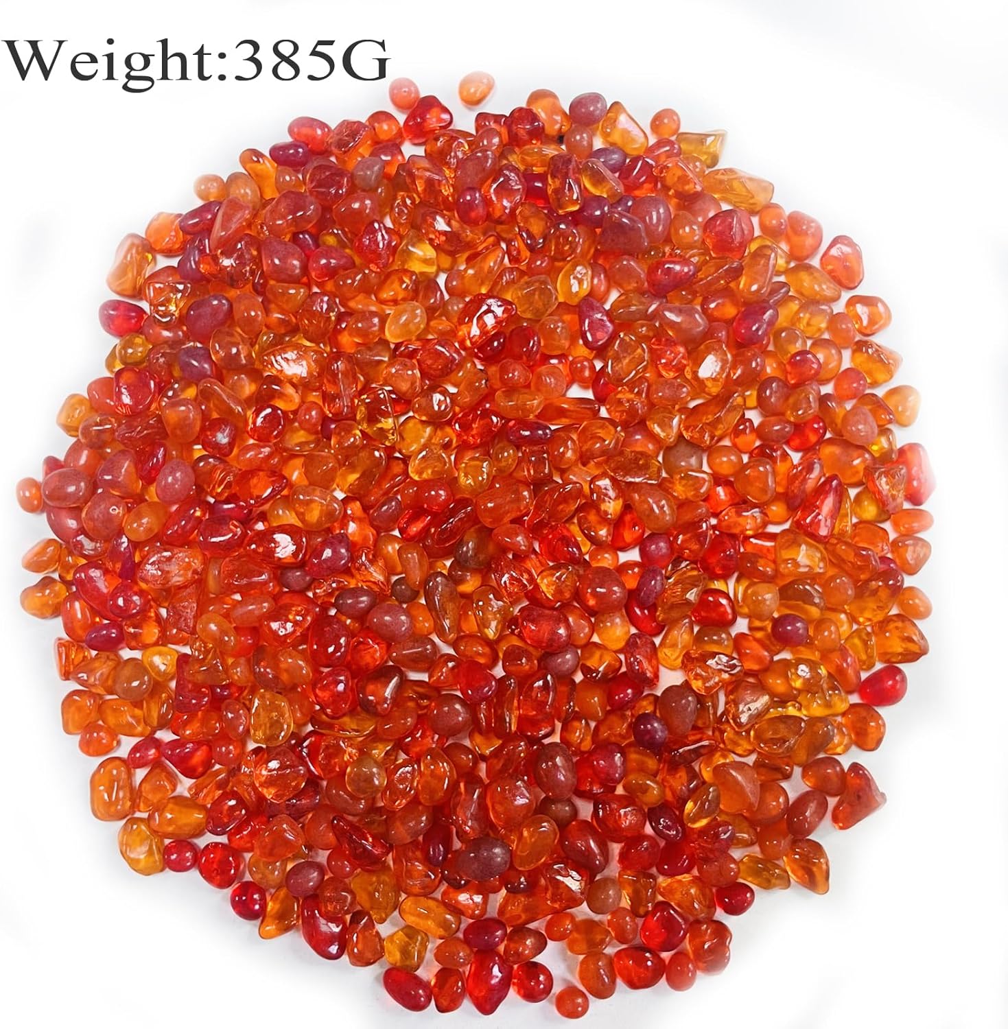 Glass Stones, 0.85LB/385g Red Orange Glass Rocks for Vase, Aquarium Pebbles for Fish Tank, Sea Glass Rocks for Vase Filler Craft