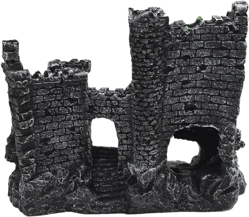 Fish Tank Castle, Aquarium Decoration with Realistic Texture, Resin Aquarium Castle with Caves & Tunnels, for Small Fish in Freshwater/Saltwater Tanks