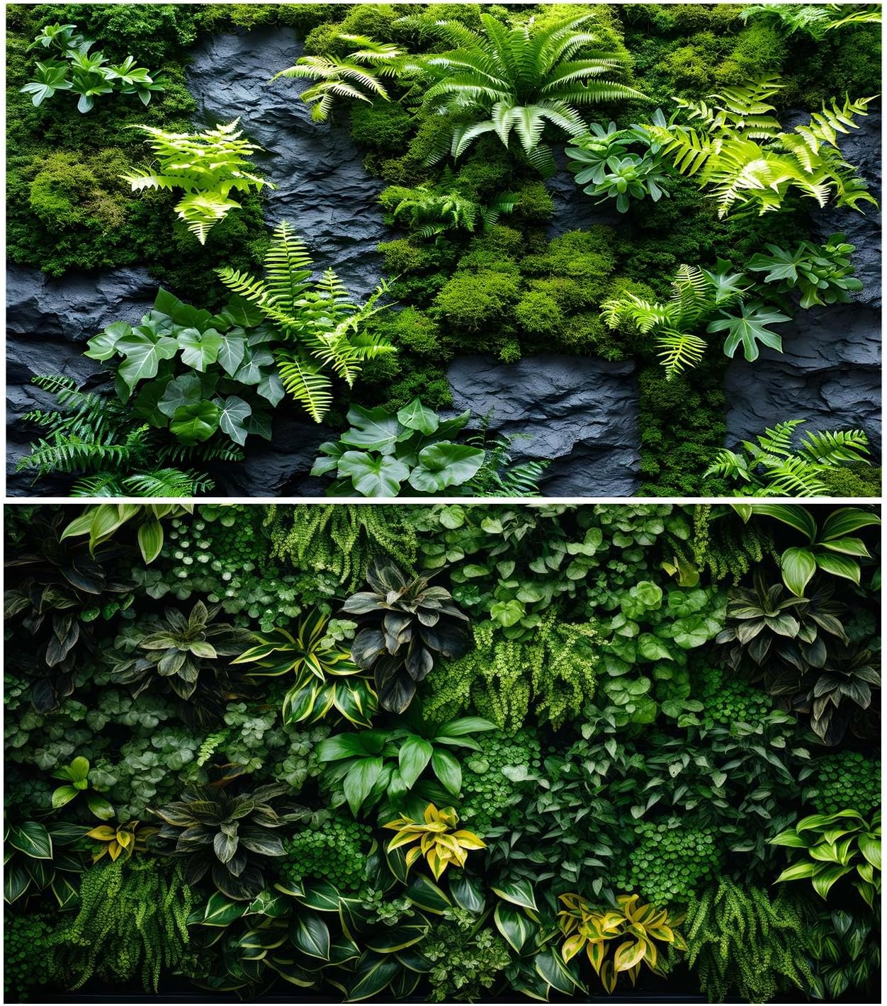 2 Packs Rock Wall Reptile Tank Background Lush Green Tropical Leaves Aquarium Background Nature's Embrace Tropical Green Plants Fish Tank Backgrounds Moss Wall Reptile Enclosure Backgrounds 72x18in