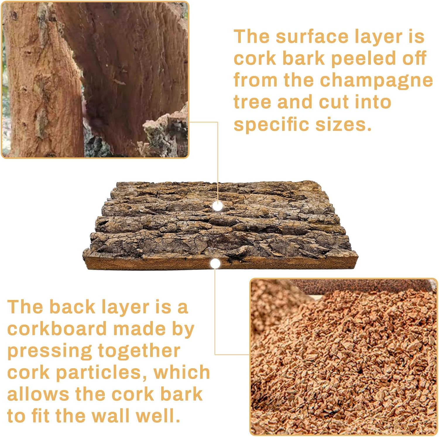 Tfwadmx 2Pcs Terrarium Cork Bark Background, 11.8"x15.75" Thickened Reptile Tank Tree Backdrop Wall Decor Habitat Climbing Mat Decoration for Lizard, Turtle, Gecko, Bearded Dragon, Frog, Chameleon