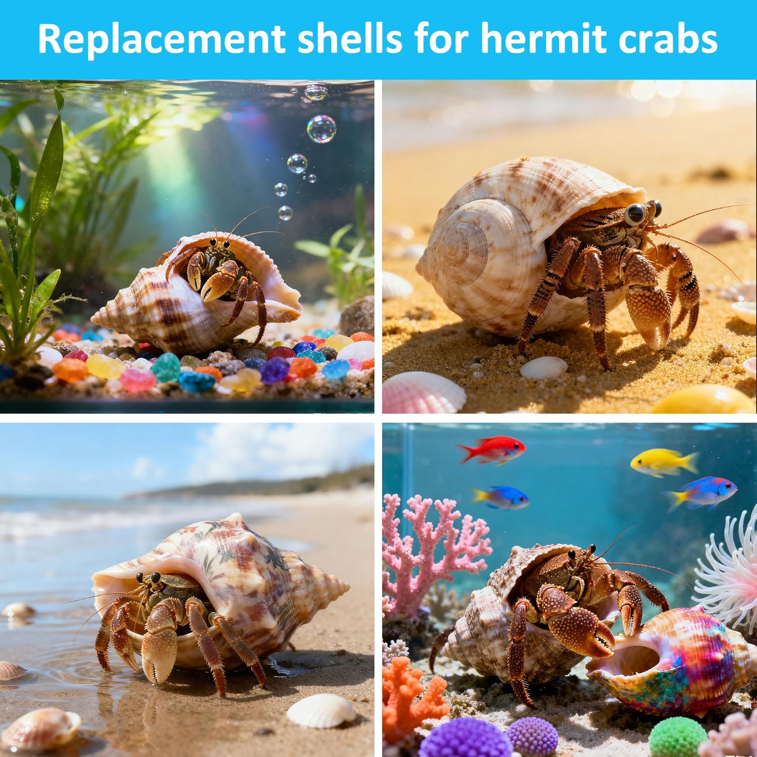 Hermit Crab Shells 40 PCS Natural Sea Conch for Replacement Shells and Small Fish Breeding Houses Conch Size 1-9 cm，Opening Size 0.5-3cm，for DIY Crafting Vase Fillers Party Home Seaside Decoration