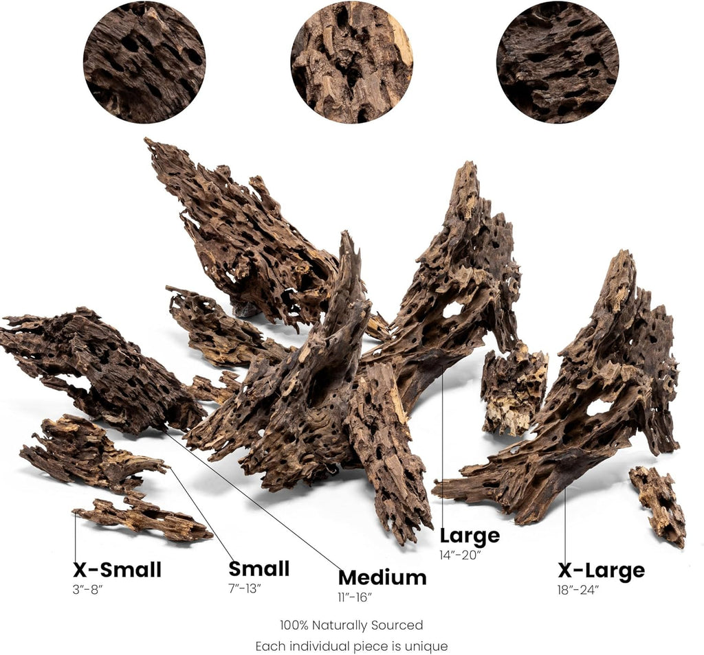 Ultum Nature Systems Driftwood - Dragon Drift Wood for Fish Tank, Planted Tank, Terriarium, Paludarium - Versatile Natural Driftwood Decor, Events Wood Centerpiece - Dragon Wood, XS 3-8, 3 Pack