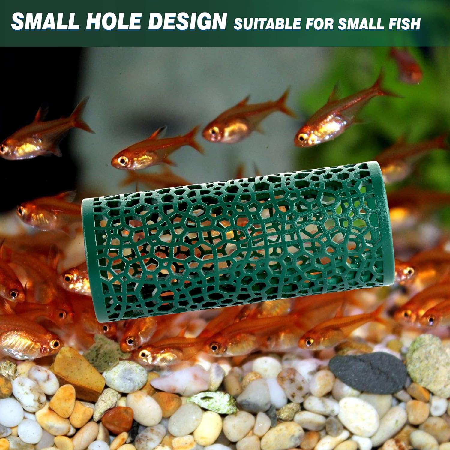 Abizoo Betta Toys - Dark Green Hollow Betta Fish Tunnel & Reptile Hide - Safe Enrichment Aquarium Decor
