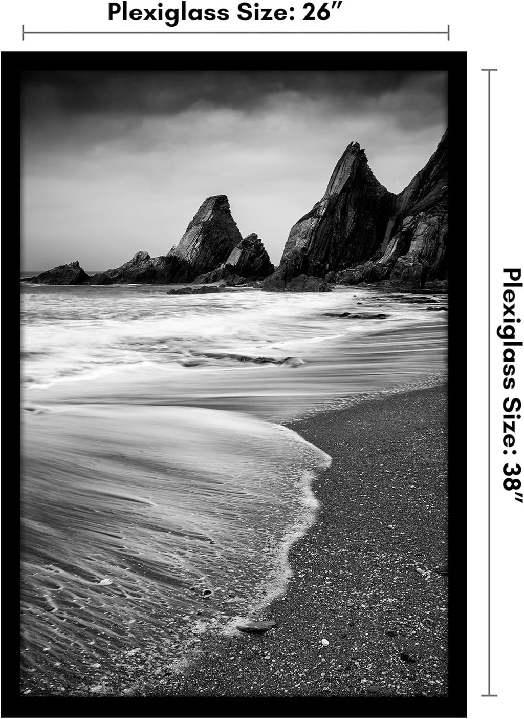 Americanflat 26x38 Poster Frame with Polished Plexiglass - Black Picture Frame - Wide Photo Frames Made of Engineered Wood for Vertical or Horizontal Wall Display - Epic Collection - Black