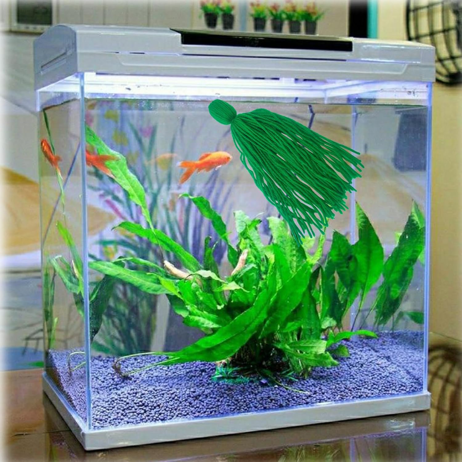 2PCS Fish Spawning Mops Fish Breeding Aquatic Plant Fish Hideout for Aquarium Floating, Fry Hiding Decorations, Green