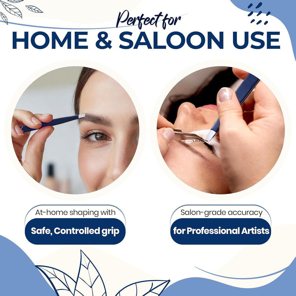 Professional Slant Tip Eyebrow Tweezers for Women & Men – Precision Hair Removal Tool – Stainless Steel Tweezers for Eyebrow Shaping, Facial Hair, Ingrown Hair & Splinter Removal (Midnight Indigo)
