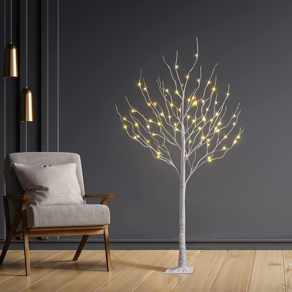 Lighted Birch Tree 6FT 72 LED Artificial Tree for Decoration Inside and Outside, Home Patio Wedding Festival Christmas Decor, Warm White