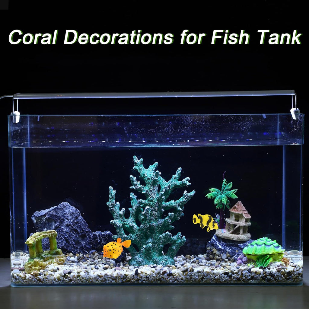 Artificial Coral Decor for Aquarium, Resin Ornaments and Statue Home Decor, 7.48"x2.36"x9.45", Green