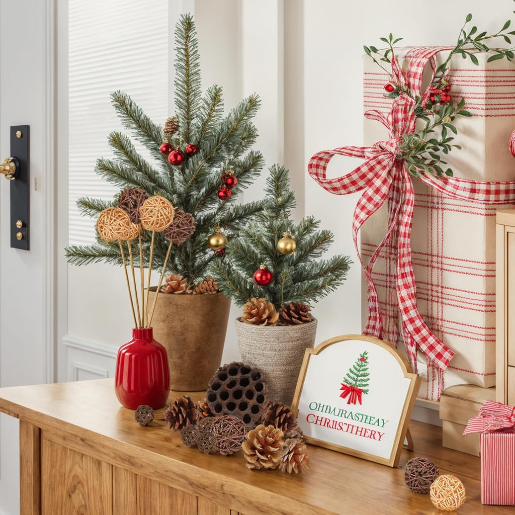 DomeStar 38PCS Christmas Pine Cone Set, Artificial Acorns Berry Craft and Natural Pinecones Ornament Pine Picks Fake Fruit Decor Fall Decorating Kit