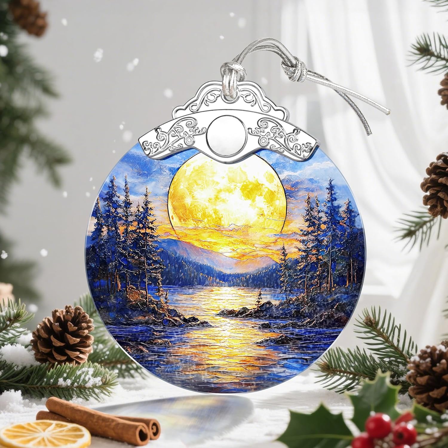 Full Moon Christmas Ornaments, Christmas Decorations, Hanging Ornaments for Tree, Holiday Decor, Holiday & Xmas Gifts, Gifts for Friends, Coworkers, Neighbors