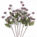 mizii 6Pcs Fake Silk Pompon Mum Artificial Flowers Bulk Small Faux Chrysanthemums with Stems Realistic Floral Decorations for Wedding DIY Bouquet Centerpieces Shower Vase Home Decor (Gray Purple)