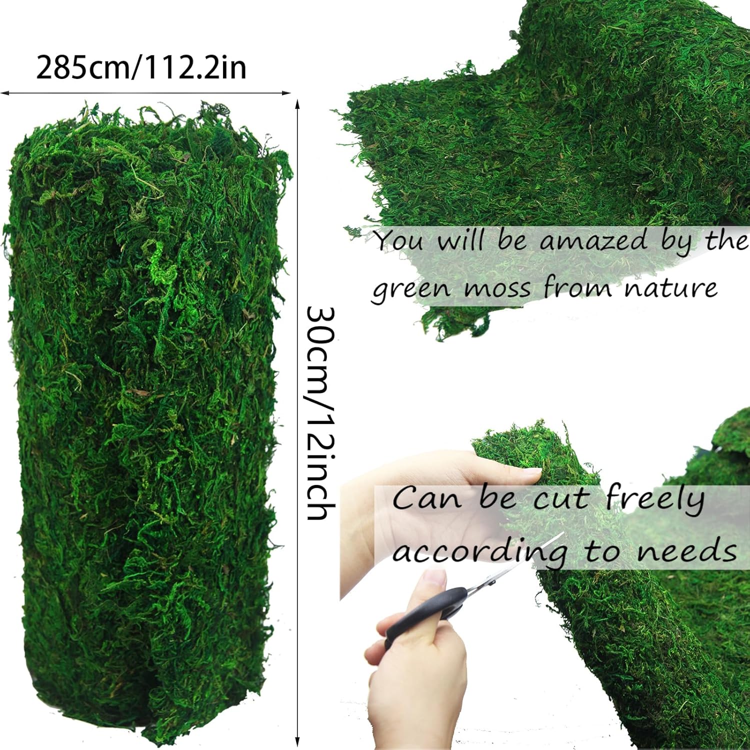 Moss Table Runner Preserved Dried Green Moss Roll for Crafts Fairy Gardens Wedding Woodland Decor 12" x 112" Table Decoration Grass Wall 30x285cm