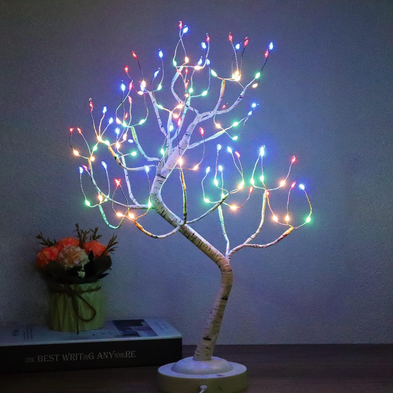 Tabletop Bonsai Tree Light,108L LED Tree Lamp,Halloween Tree with 8 Mode& Timer,Artificial Tree with Lights USB & Battery Operated,Lighted Birch Tree Indoor for Home Decoration - Multicolor Glow Glow